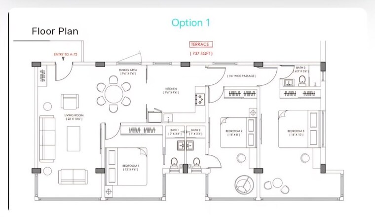 Floor Plan, sandesh nagar 3 Bedroom 924 Sq.Ft. Apartment In Sandesh Nagar Mumbai 10477379