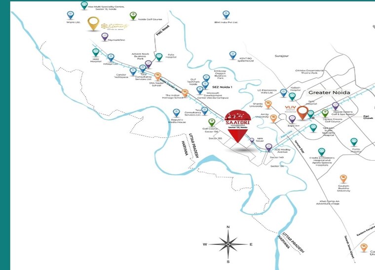 Map Location, experion-saatori 3 Bedroom 2100 Sq.Ft. Apartment In Sector 151 Noida 10477753