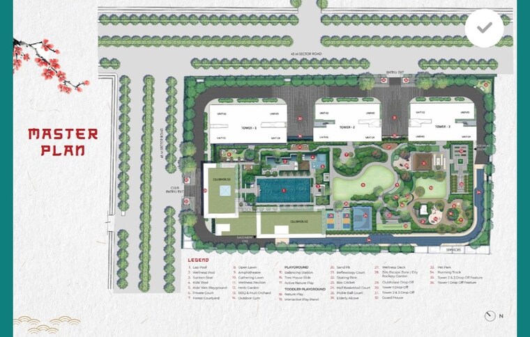 Master Plan, experion-saatori 3 Bedroom 2600 Sq.Ft. Apartment In Sector 151 Noida 10477773
