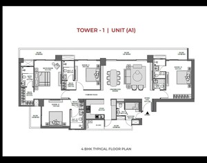 Floor Plan in 4 BHK Apartment at Experion Saatori, Sector 151 – for Sale