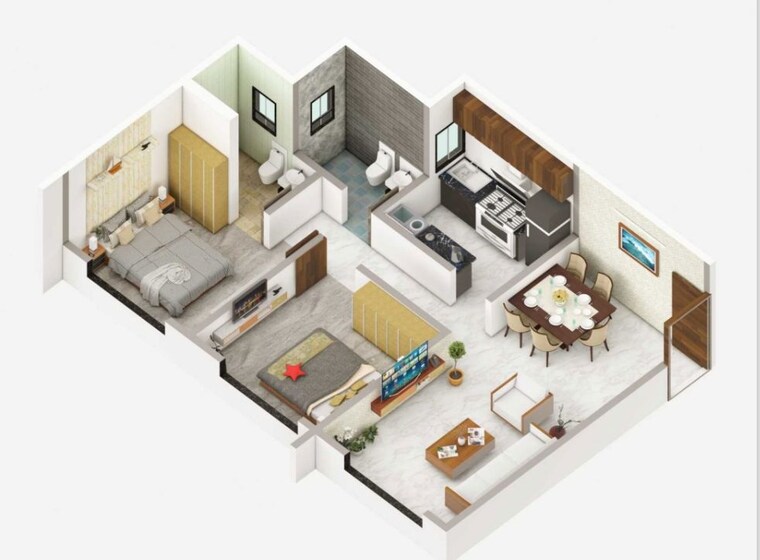 Floor Plan, prathamesh-alfa-chs 2 Bedroom 635 Sq.Ft. Apartment In Azad Nagar Mumbai 10462897