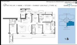Floor Plan in 4 BHK Apartment at Godrej Riverine, Sector 44 – for Sale