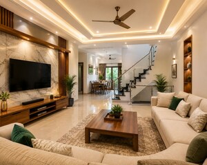 Living Room in 4 BHK Villa at Nellikunnu – for Sale