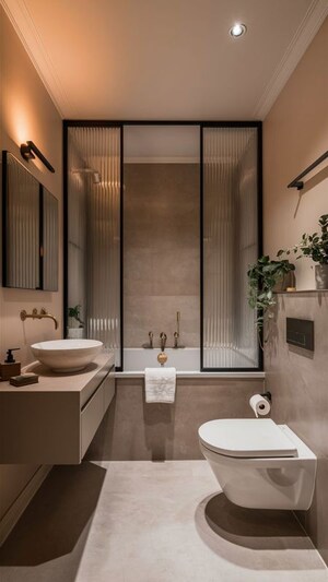 Bathroom in 4 BHK Builder Floor at Panchsheel Park – for Rent