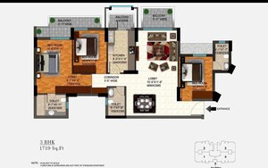 Floor Plan in 3 BHK Apartment at DLF Regal Gardens, Sector 90 – for Sale