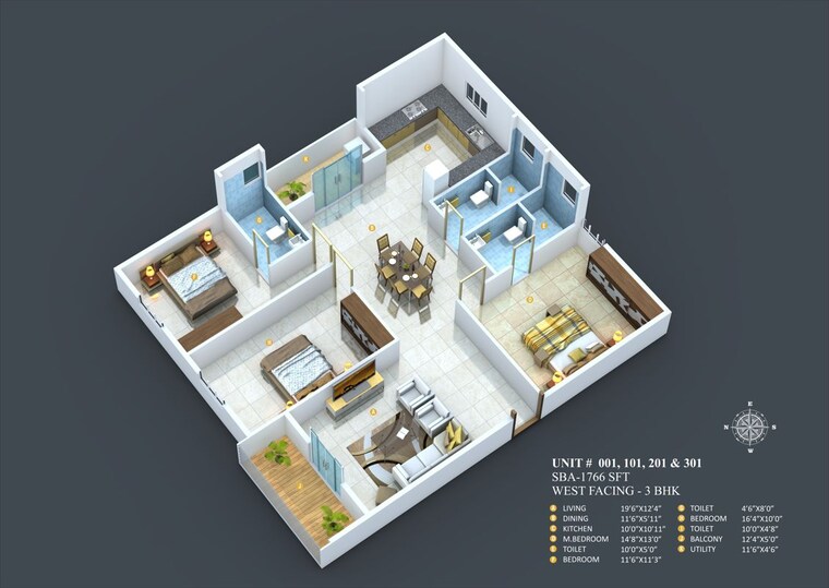 Floor Plan, chokkanahalli 3 Bedroom 1766 Sq.Ft. Apartment In Chokkanahalli Bangalore 10480201