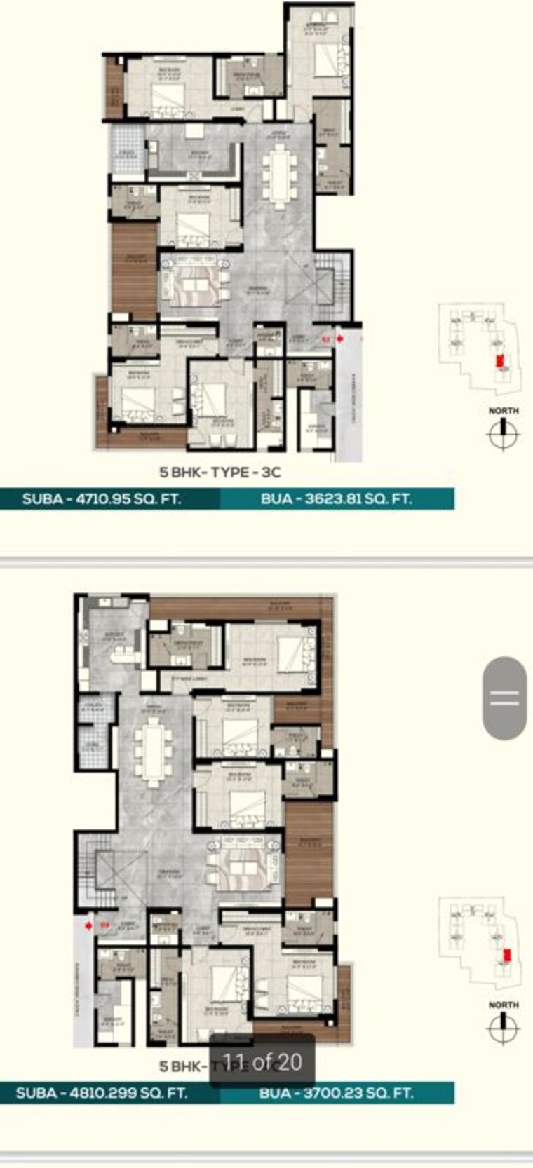 Floor Plan, kanakpura 3 Bedroom 2976 Sq.Ft. Apartment In Kanakpura Jaipur 10480981
