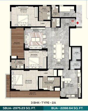 Floor Plan in 3 BHK Apartment at Kanakpura – for Sale