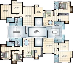 Floor Plan in 3 BHK Apartment at Damji Shamji Mahavir Spring Tulip Phase 1, Pokhran Road No Two – for Sale