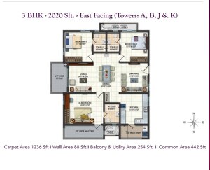 Floor Plan in 3 BHK Apartment at Narsingi – for Sale
