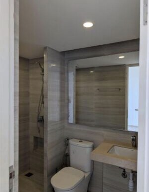 Bathroom in 2 BHK Apartment at Hiranandani Estate Rodas Enclave, Ghodbunder Road – for Rent