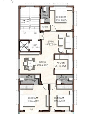 Floor Plan in 3 BHK Builder Floor at New Town – for Sale