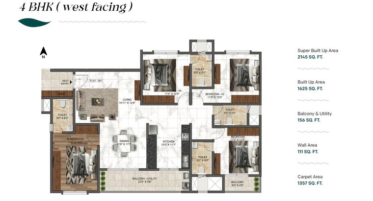 Floor Plan, mana-dale 4 Bedroom 2145 Sq.Ft. Apartment In Kodathi Bangalore 10482028