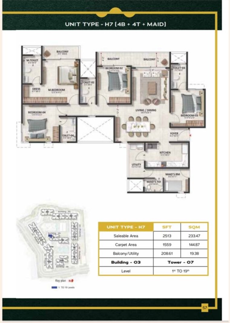 Floor Plan, prestige-evergreen 4 Bedroom 2508 Sq.Ft. Apartment In Whitefield Bangalore 10482343