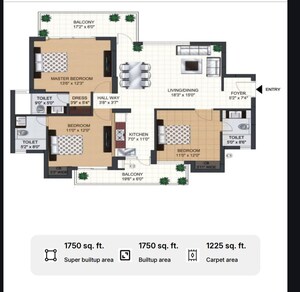 Floor Plan in 3 BHK Apartment at SS The Coralwood, Sector 84 – for Sale