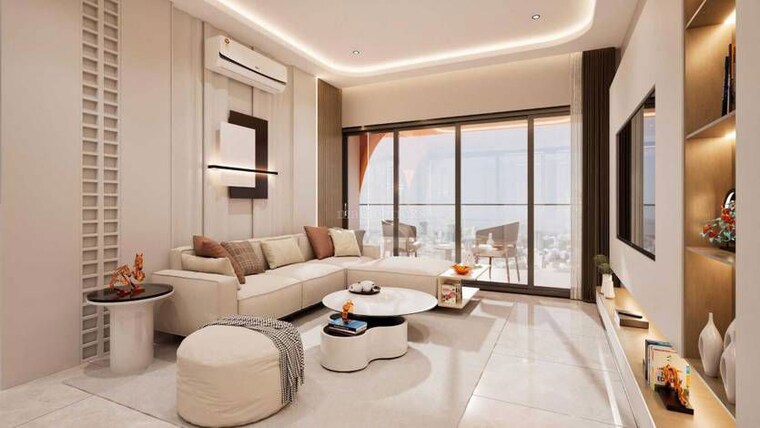 Living Room, lotus-amalfi 4 Bedroom 1600 Sq.Ft. Apartment In Versova Mumbai 10483819