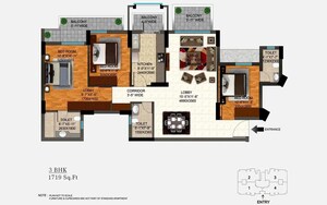 Floor Plan in 3 BHK Apartment at DLF Regal Gardens, Sector 90 – for Sale