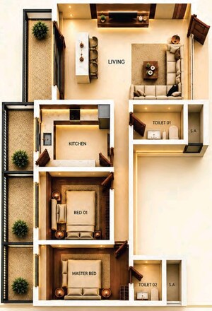 Floor Plan in 3 BHK Apartment at Mallika CHS, New Panvel – for Sale