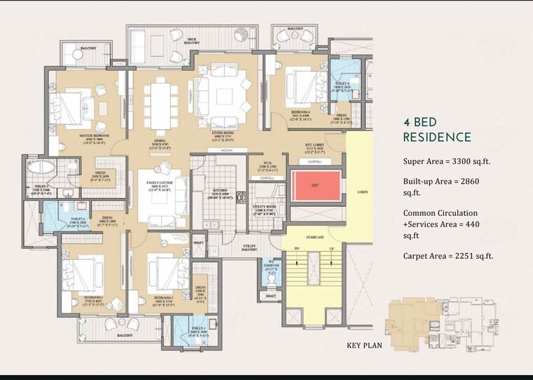 Floor Plan, ats-kingston-heath 3.5 Bedroom 2350 Sq.Ft. Apartment In Sector 150 Noida 10486161
