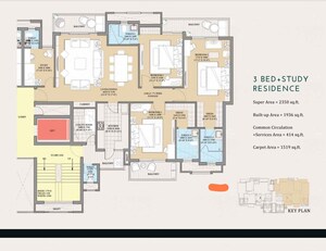 Floor Plan in 3.5 BHK Apartment at ATS Kingston Heath, Sector 150 – for Sale