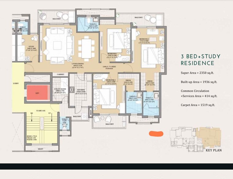 Floor Plan, ats-kingston-heath 3.5 Bedroom 2350 Sq.Ft. Apartment In Sector 150 Noida 10486161