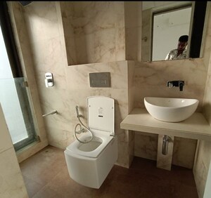 Bathroom in 3 BHK Apartment at Sandesh Nagar – for Rent