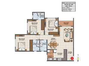 Floor Plan in 3 BHK Apartment at Sumadhura Eden Garden, Whitefield – for Sale