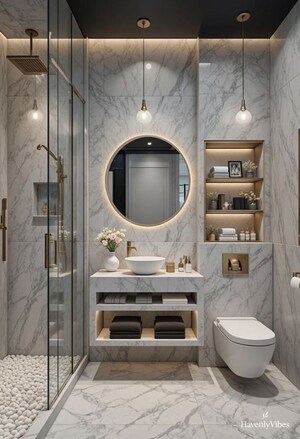 Bathroom in 3 BHK Builder Floor at Chanakyapuri – for Rent