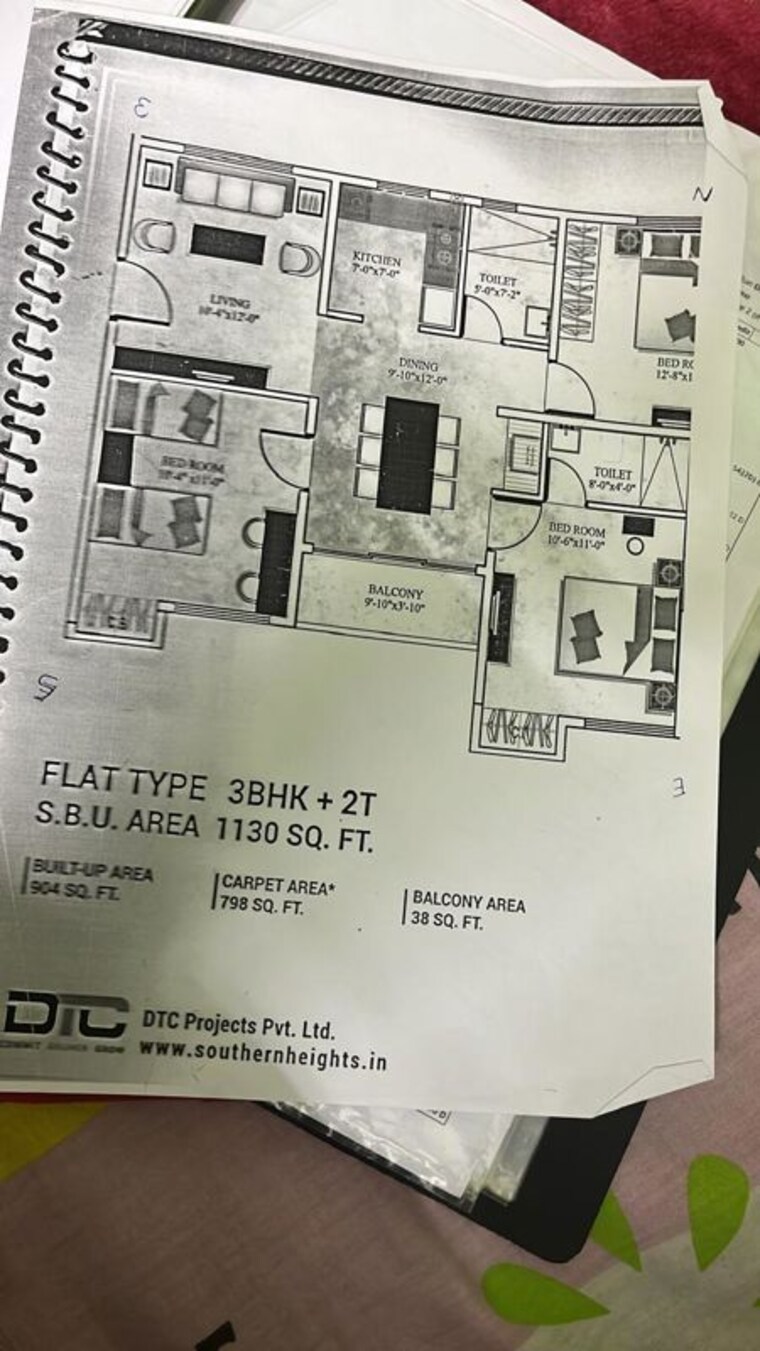 Floor Plan, dtc-southern-heights 3 Bedroom 798 Sq.Ft. Apartment In Joka Kolkata 10487516