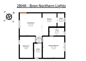 Floor Plan in 2 BHK Apartment at Bren Northern Lights, Jakkuru – for Sale