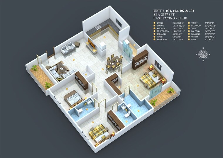 Floor Plan, chokkanahalli 3 Bedroom 2177 Sq.Ft. Apartment In Chokkanahalli Bangalore 10480277