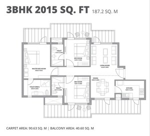 Floor Plan in 3 BHK Apartment at Bestech Park View Altura, Sector 79 – for Sale