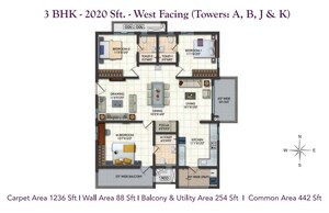 Floor Plan in 3 BHK Apartment at Narsingi – for Sale