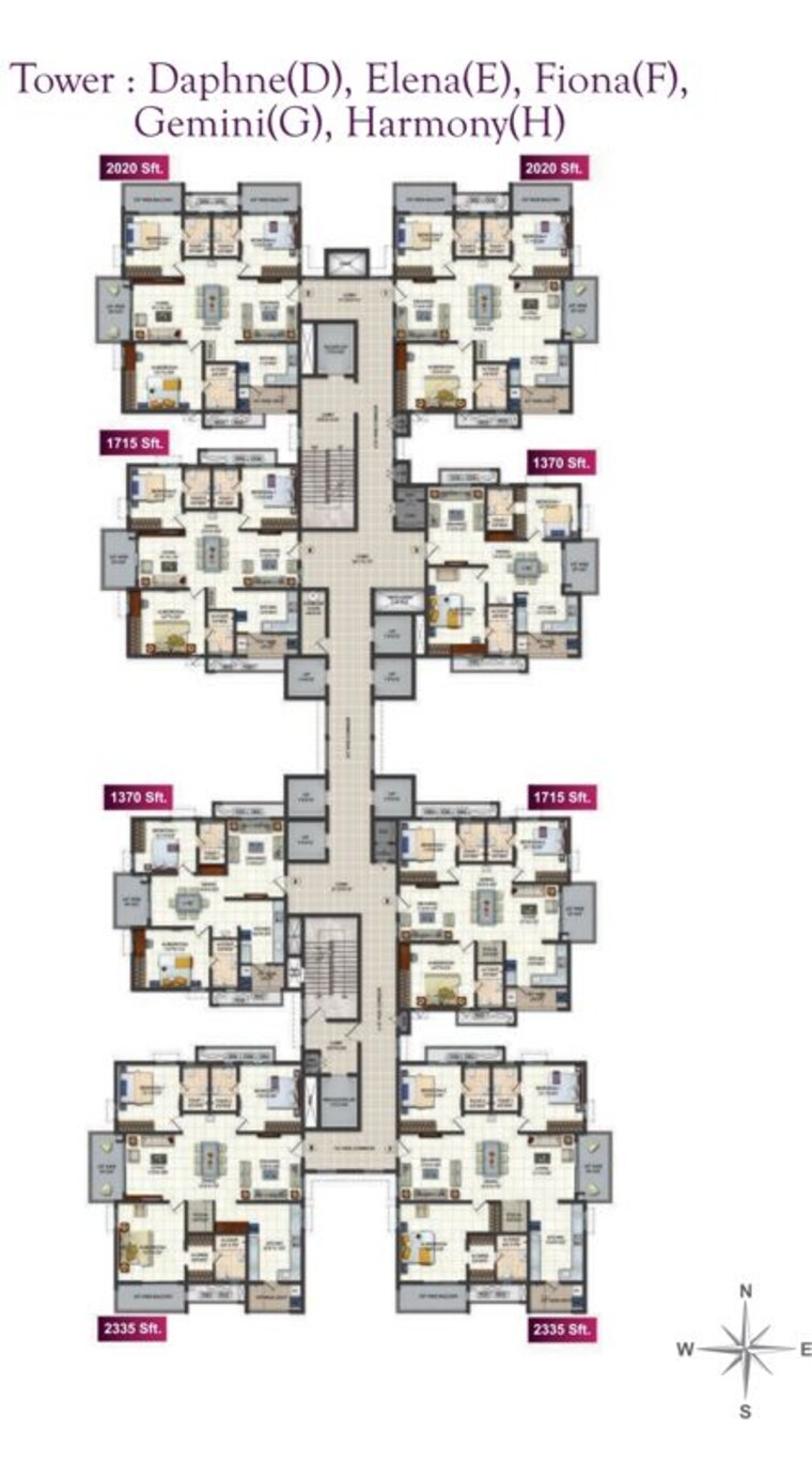 Floor Plan, narsingi 3 Bedroom 2020 Sq.Ft. Apartment In Narsingi Hyderabad 10488219