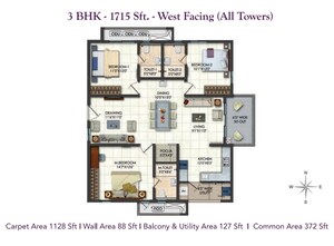 Floor Plan in 3 BHK Apartment at Narsingi – for Sale