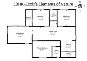 Floor Plan in 3 BHK Apartment at Balagere – for Sale