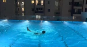 Swimming Pool in 2.5 BHK Apartment at SMR Vinay Iconia Hyderabad, Kondapur – for Rent