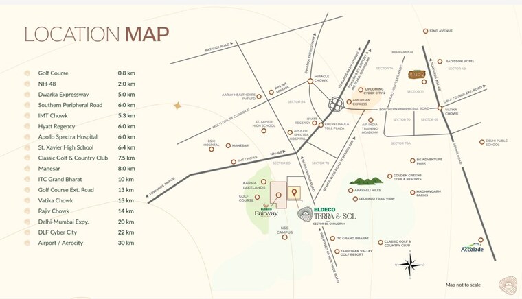 Map Location, eldeco-terra-and-sol 3 Bedroom 2150 Sq.Ft. Apartment In Sector 80 Gurgaon 10489953