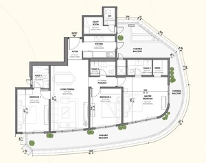 Floor Plan in 3.5 BHK Apartment at Eldeco Terra And Sol, Sector 80 – for Sale