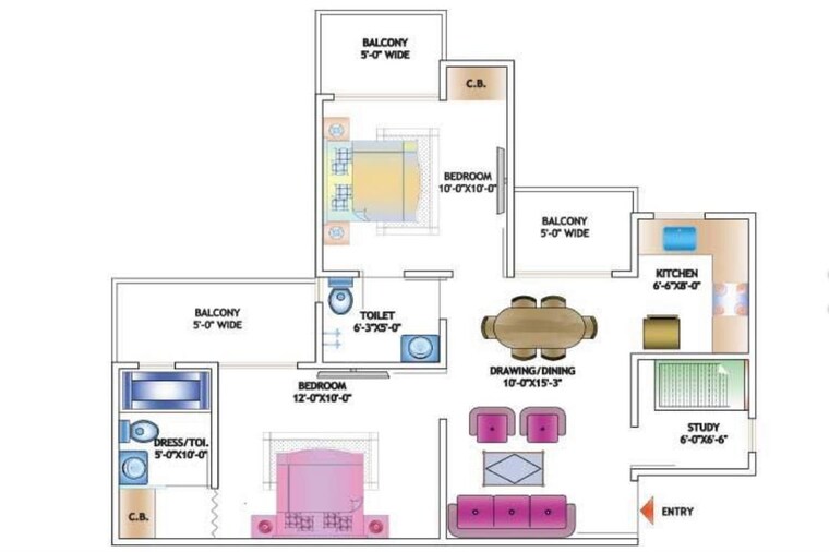 Floor Plan, nirala-world-estate-i 3 Bedroom 1250 Sq.Ft. Apartment In Tech Zone 4 Greater Noida Greater Noida 10491215