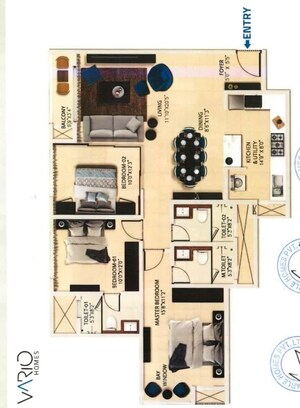 Floor Plan in 3 BHK Apartment at Karle Vario Homes, Hebbal – for Rent