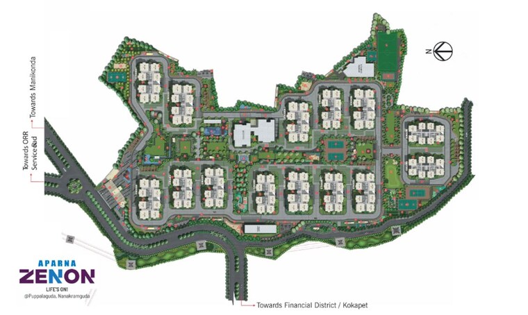 Master Plan, aparna-zenon 3 Bedroom 1826 Sq.Ft. Apartment In Puppalaguda Hyderabad 10491866