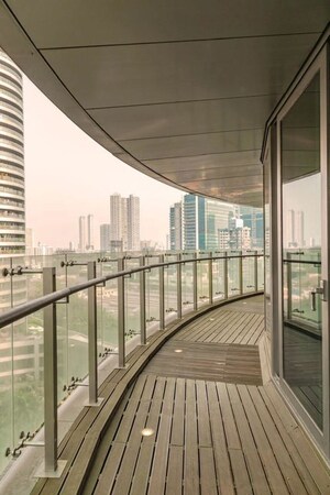 Balcony in 3 BHK Apartment at Lodha World Crest, Worli – for Rent