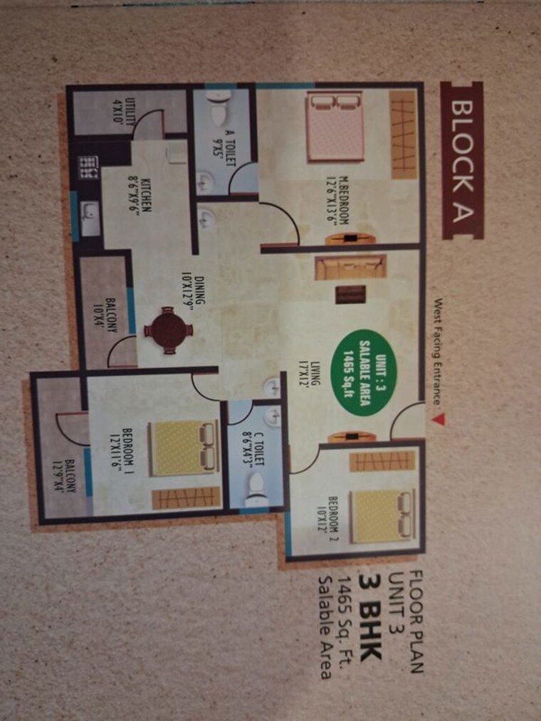 Floor Plan, victorian-view 3 Bedroom 1465 Sq.Ft. Apartment In Whitefield Bangalore 10493374