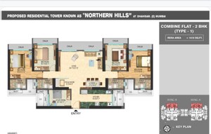 Floor Plan in 4 BHK Apartment at N Rose Northern Hills, Dahisar East – for Sale