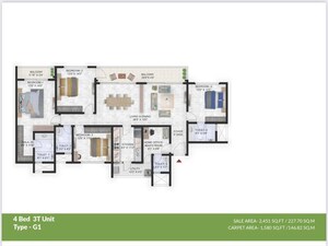 Floor Plan in 4 BHK Apartment at Prestige Park Grove, Whitefield – for Sale
