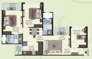 Floor Plan in 2.5 BHK Apartment at Mahagun My Woods, Sector 16c Greater Noida – for Sale