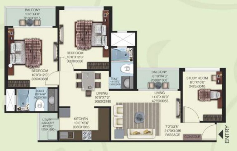 Floor Plan, mahagun-my-woods 2.5 Bedroom 1110 Sq.Ft. Apartment In Sector 16c Greater Noida Greater Noida 10493351