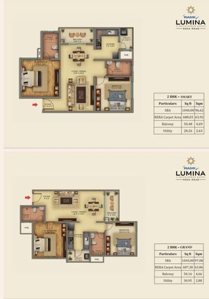 Floor Plan in 2 BHK Apartment at Naganathapura – for Sale
