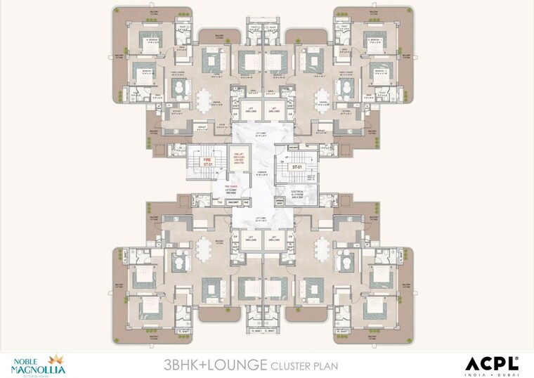 Floor Plan, noble-magnollia 3.5 Bedroom 3351 Sq.Ft. Apartment In Sector 88 Mohali 10396896